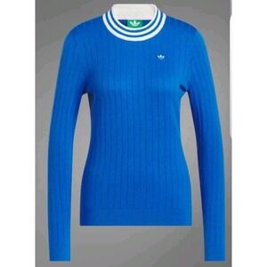 Adidas Originals Women Cashmere Knit Golf Sweater. Size Small.  Blue Bird.